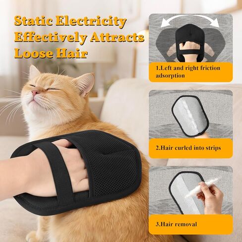 Pet Hair Removal Gloves, Reusable Electrostatic Grooming Mitt for Dogs & Cats, Effective Fur Remover for Furniture, Carpet, Clothing, Car Seats,1 Pack in Kuwait