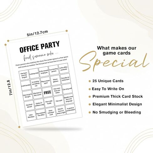 Office Bingo Cards, 25 Unique Randomized 5x7 Sheets, Get to Know You Bingo Game for Adults, Ice Breaker Office Party Games, Team Building Games for Work, High Replay Value - B005 in Saudi Arabia