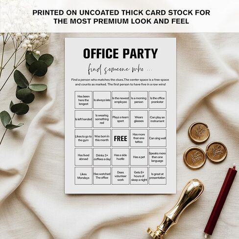 Office Bingo Cards, 25 Unique Randomized 5x7 Sheets, Get to Know You Bingo Game for Adults, Ice Breaker Office Party Games, Team Building Games for Work, High Replay Value - B005 in Saudi Arabia
