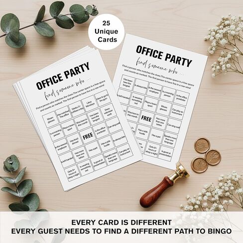 Office Bingo Cards, 25 Unique Randomized 5x7 Sheets, Get to Know You Bingo Game for Adults, Ice Breaker Office Party Games, Team Building Games for Work, High Replay Value - B005 in Saudi Arabia