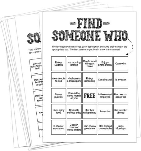 Office Bingo Cards, 25 Unique Randomized 5x7 Sheets, Get to Know You Bingo Game for Adults, Ice Breaker Office Party Games, Team Building Games for Work, High Replay Value - B005 in Saudi Arabia