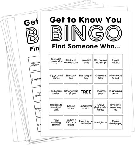 Office Bingo Cards, 25 Unique Randomized 5x7 Sheets, Get to Know You Bingo Game for Adults, Ice Breaker Office Party Games, Team Building Games for Work, High Replay Value - B005 in Saudi Arabia