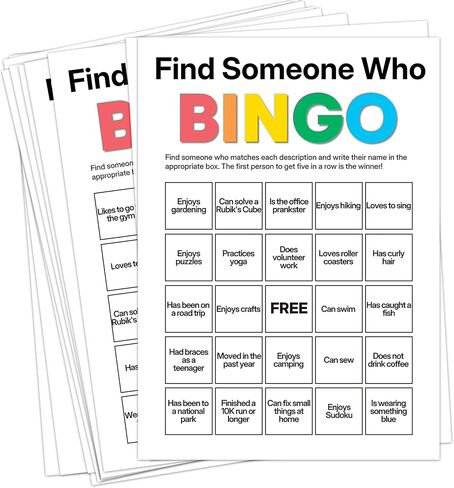 Office Bingo Cards, 25 Unique Randomized 5x7 Sheets, Get to Know You Bingo Game for Adults, Ice Breaker Office Party Games, Team Building Games for Work, High Replay Value - B005 in Saudi Arabia