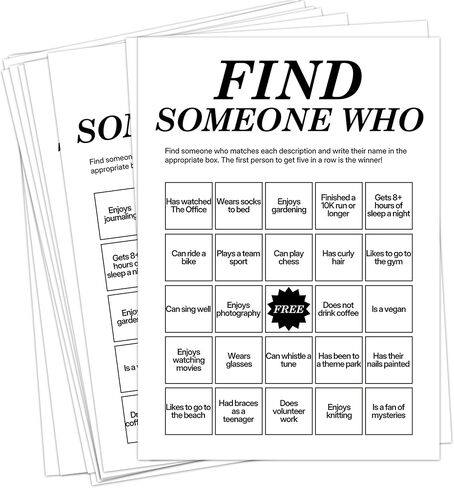 Office Bingo Cards, 25 Unique Randomized 5x7 Sheets, Get to Know You Bingo Game for Adults, Ice Breaker Office Party Games, Team Building Games for Work, High Replay Value - B005 in Saudi Arabia