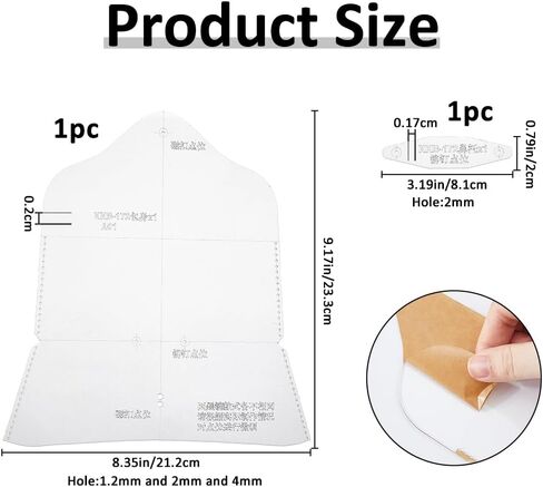 SUPERFINDINGS Eyeglasses Case Acrylic Template Set DIY Leather Craft Acrylic Leather Pattern Stencil Template Leathercraft Accessories 233x212x2mm in Saudi Arabia