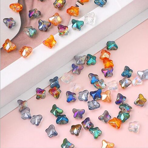 EVERMARKET 200 Pcs Crystal Butterfly Beads - 10mm Loose Beads & Charms with Spacers, Box & Instructions in Saudi Arabia