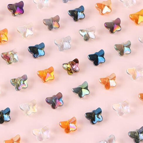 EVERMARKET 200 Pcs Crystal Butterfly Beads - 10mm Loose Beads & Charms with Spacers, Box & Instructions in Saudi Arabia