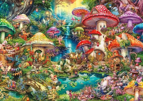 Buffalo Games - Gold - Aimee Stewart - Merry Mushroom Village Picnic - 500 Piece Jigsaw Puzzle for Adults - Challenging Puzzle Perfect for Game Nights in Saudi Arabia