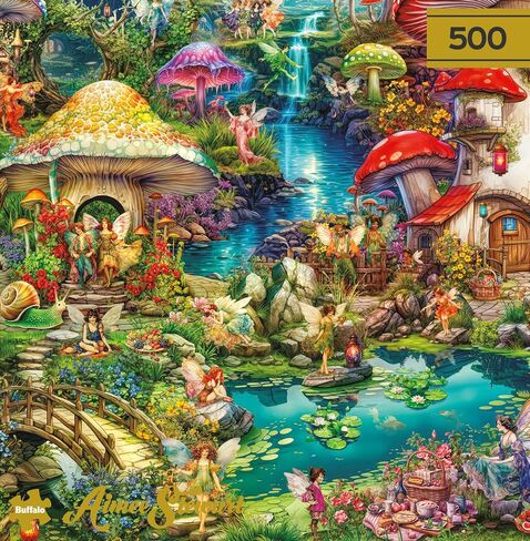 Buffalo Games - Gold - Aimee Stewart - Merry Mushroom Village Picnic - 500 Piece Jigsaw Puzzle for Adults - Challenging Puzzle Perfect for Game Nights in Saudi Arabia