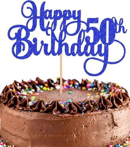 Happy 50th Birthday Cake Topper - Glitter Purple 50th Birthday Cake Decorations, Fifty Year Old Cake Smash Decor, 50th Birthday Cake Top Photo Booth Props (Purple) in Kuwait