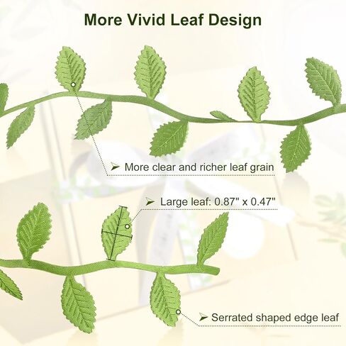 Naidiler Leaf Ribbon, 20Yards Artificial Green Ribbons for Crafts, Grass Olive Green Leaf Trim Rope for Baby Shower Wedding Party Wrapping Home Decor Wreath Garland in Saudi Arabia