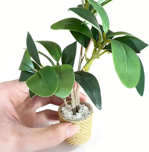 Mini Plant - 1:6 Scale Greenery Model Ornament, 5x4cm Mini Potted Plant with Realistic Leaves for Christmas DIY Handicrafts, Resin Miniature with Detailed Design, Desk Shelf Home Windowsill in Saudi Arabia