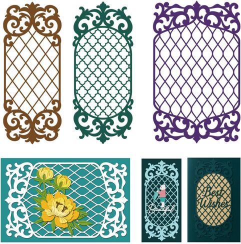 Hollow Grid Lace Cutting Dies Card Making Die Stencil Carbon Steel Die Cuts Card Scrapbooking Embossing Template Dies for Greeting Cards Paper Craft Album Invitation Decor in Saudi Arabia