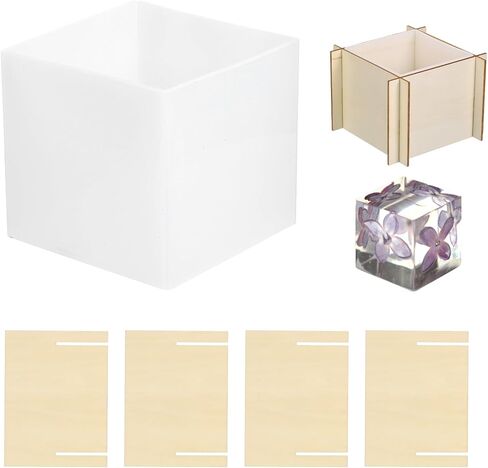 PATIKIL Cube Resin Mould, 3" Large Deep Square Epoxy Resin Casting Mould Silicone with Wooden Base for DIY Art Craft, Candle, Soap, Ornaments, Resin Making (Beige) in Saudi Arabia