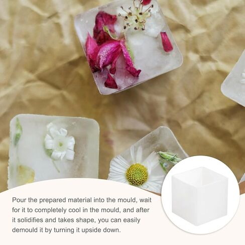 PATIKIL Cube Resin Mould, 3" Large Deep Square Epoxy Resin Casting Mould Silicone with Wooden Base for DIY Art Craft, Candle, Soap, Ornaments, Resin Making (Beige) in Saudi Arabia