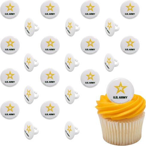 US Army Cupcake Toppers, 24 United States Army Official Logo Cupcake Rings, Food Safe U.S. Military Cake Decorations - 24 Pack in Saudi Arabia