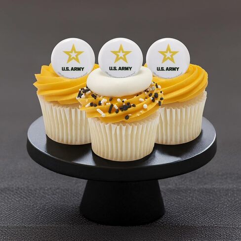 US Army Cupcake Toppers, 24 United States Army Official Logo Cupcake Rings, Food Safe U.S. Military Cake Decorations - 24 Pack in Saudi Arabia