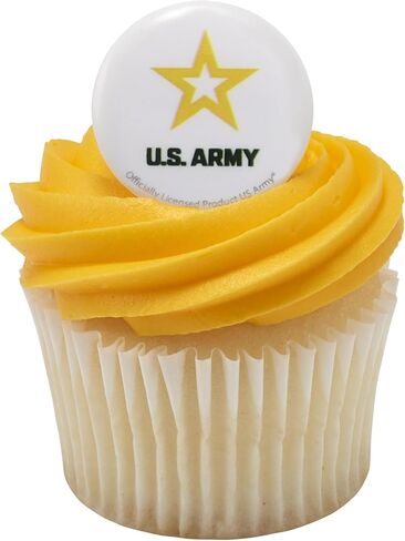 US Army Cupcake Toppers, 24 United States Army Official Logo Cupcake Rings, Food Safe U.S. Military Cake Decorations - 24 Pack in Saudi Arabia