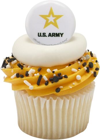 US Army Cupcake Toppers, 24 United States Army Official Logo Cupcake Rings, Food Safe U.S. Military Cake Decorations - 24 Pack in Saudi Arabia