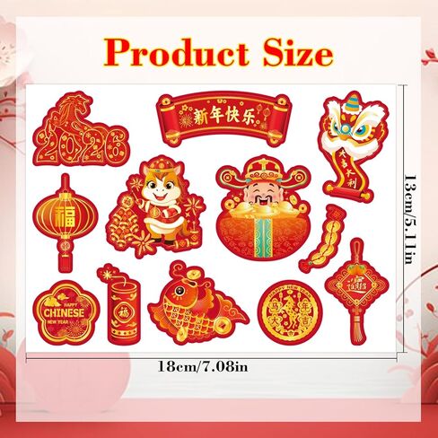 Happy Chinese New Year Stickers,2026 Lunar New Year Stickers,Year of The Horse Red Decorative Candy Sticker for Lunar Spring Festival Chinese New Year Eve Party Favors Supplies in Saudi Arabia