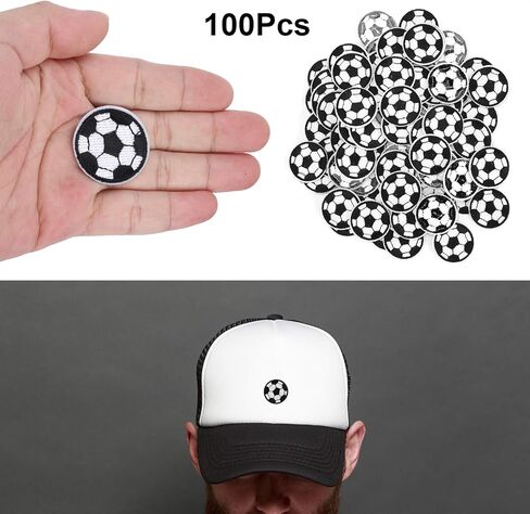 100Pcs Soccer Iron on Patches, 3cm Soccer Ball Patch, Fashionable Bulk Embroidery Iron on Patches, Versatile Embroidery Patches for DIY, Bags, Hats, Jackets, Backpacks in Kuwait