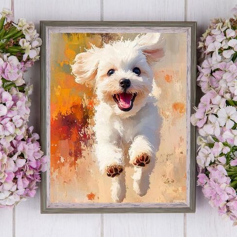 FUKVHIL Paint by Numbers Kit for Adults Maltese Dog Adult Paint by Number Kits on Canvas for Beginners, Pet Dog DIY Acrylic Oil Number Painting Kits for Home Wall Decor Gift 16" Wx20 L in Saudi Arabia