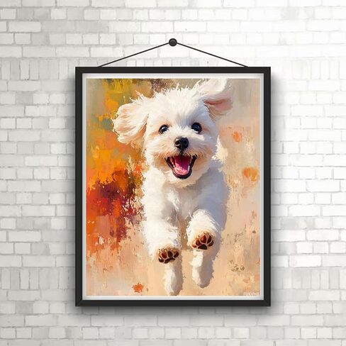 FUKVHIL Paint by Numbers Kit for Adults Maltese Dog Adult Paint by Number Kits on Canvas for Beginners, Pet Dog DIY Acrylic Oil Number Painting Kits for Home Wall Decor Gift 16" Wx20 L in Saudi Arabia