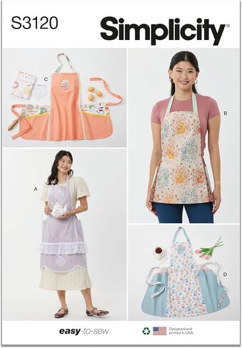 مجموعة أنماط خياطة مريلة Misses' Simplicity SS3120A، رمز التصميم S3120، الأحجام XS-S-M-L-XL in Kuwait