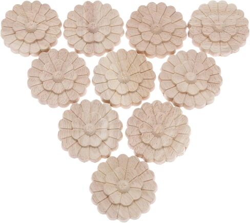 Wood Carved Onlays Appliques, MUXSAM Unpainted Wood Rosettes Fancy Carving Furniture Decals for Door Wall Mirror Fireplace Stairs Cabinet Cupboard Dresser Bed Wardrobe DIY Decor, 6cm/2.36", 5-Pack in Saudi Arabia