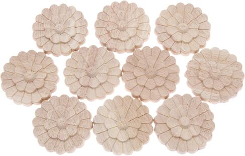Wood Carved Onlays Appliques, MUXSAM Unpainted Wood Rosettes Fancy Carving Furniture Decals for Door Wall Mirror Fireplace Stairs Cabinet Cupboard Dresser Bed Wardrobe DIY Decor, 6cm/2.36", 5-Pack in Saudi Arabia