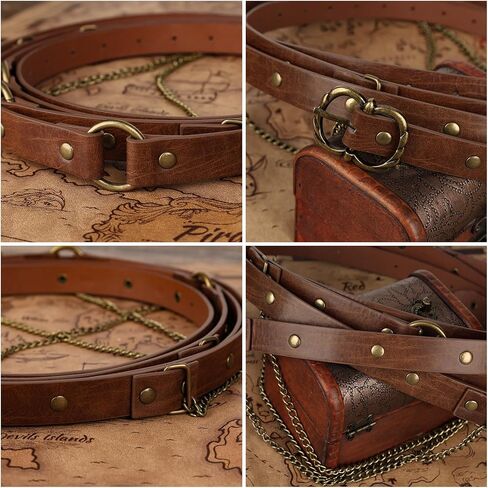 HiiFeuer Girls Medieval DIY Faux Leather Metal Chain Belt, Vintage Adjustable Thin Belt for Kids, Retro Skinny Belt For Dress in Saudi Arabia
