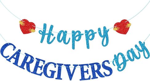 Happy Caregivers Day Banner, Caregivers Appreciation Party Decor, Thank You Caregiver, National Caregivers Day Party Decorations, Pre-strung Caregivers Day Decor, Blue Glitter in Kuwait