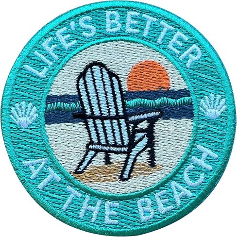 Life's Better at the Beach 3 Inches Embroidery Patch, Iron On/Sew On Travel Embroidered Applique Patch, Travel Patches, Fabric Patches for Clothes Backpacks Hats, Travel DIY Accessories Gifts in Saudi Arabia