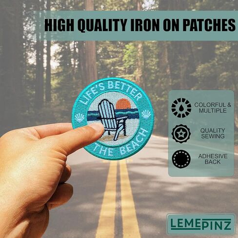Life's Better at the Beach 3 Inches Embroidery Patch, Iron On/Sew On Travel Embroidered Applique Patch, Travel Patches, Fabric Patches for Clothes Backpacks Hats, Travel DIY Accessories Gifts in Saudi Arabia