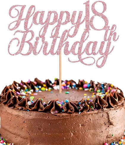 Happy 18th Birthday Cake Topper - Glitter Green 18th Birthday Cake Decorations, Eighteen Year Old Cake Smash Decor, 18th Birthday Cake Top Photo Booth Props (Green) in Kuwait