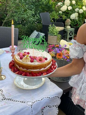 غلاف كعكة عيد الميلاد الثامن عشر السعيد - زينة كعكة عيد الميلاد الثامن عشر باللون الأخضر اللامع، ديكور سحق الكيك بعمر ثمانية عشر عامًا، دعامات كشك تصوير علوي لكعكة عيد الميلاد الثامن عشر (أخضر) in Kuwait