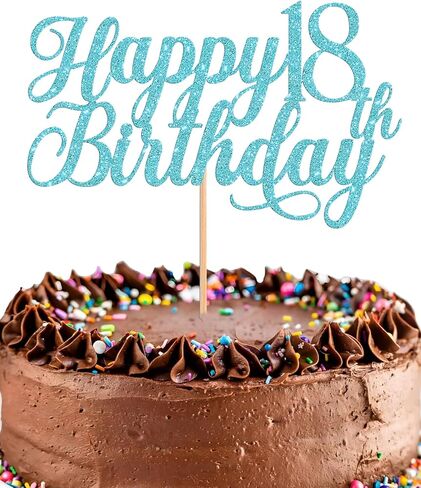 غلاف كعكة عيد الميلاد الثامن عشر السعيد - زينة كعكة عيد الميلاد الثامن عشر باللون الأخضر اللامع، ديكور سحق الكيك بعمر ثمانية عشر عامًا، دعامات كشك تصوير علوي لكعكة عيد الميلاد الثامن عشر (أخضر) in Kuwait