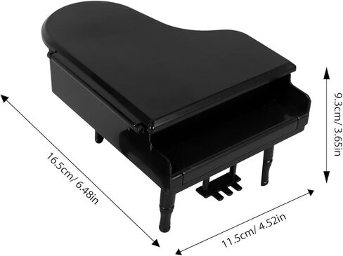FAVOMOTO Mini Dollhouse Piano and Stool Set, Black Grand Piano with Stool Instrument Musical Educational Toy for Scene Shooting Props Doll House Decoration in Kuwait