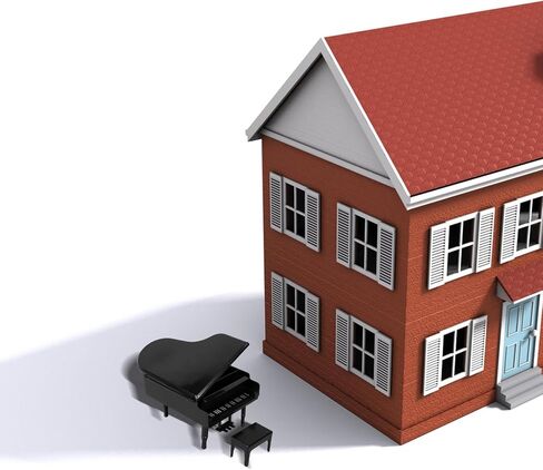 FAVOMOTO Mini Dollhouse Piano and Stool Set, Black Grand Piano with Stool Instrument Musical Educational Toy for Scene Shooting Props Doll House Decoration in Kuwait