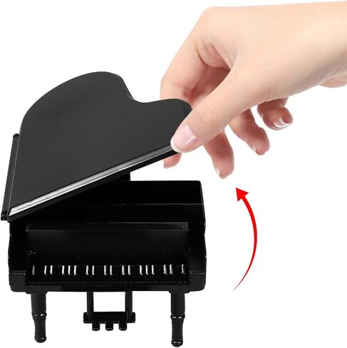 FAVOMOTO Mini Dollhouse Piano and Stool Set, Black Grand Piano with Stool Instrument Musical Educational Toy for Scene Shooting Props Doll House Decoration in Kuwait