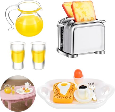 Miniature Food Set, Scene Breakfast Set Mini Kitchen Accessories, 1:12/1:6 Miniature Dollhouse Accessories, Doll House Décor for DIY Birthday Gift in Saudi Arabia
