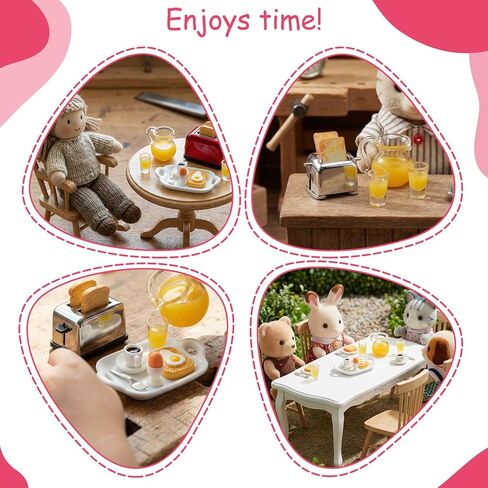 Miniature Food Set, Scene Breakfast Set Mini Kitchen Accessories, 1:12/1:6 Miniature Dollhouse Accessories, Doll House Décor for DIY Birthday Gift in Saudi Arabia