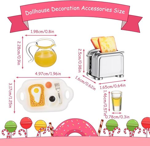 Miniature Food Set, Scene Breakfast Set Mini Kitchen Accessories, 1:12/1:6 Miniature Dollhouse Accessories, Doll House Décor for DIY Birthday Gift in Saudi Arabia