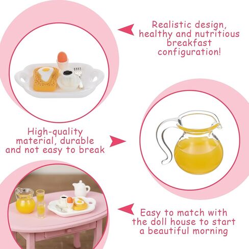 Miniature Food Set, Scene Breakfast Set Mini Kitchen Accessories, 1:12/1:6 Miniature Dollhouse Accessories, Doll House Décor for DIY Birthday Gift in Saudi Arabia