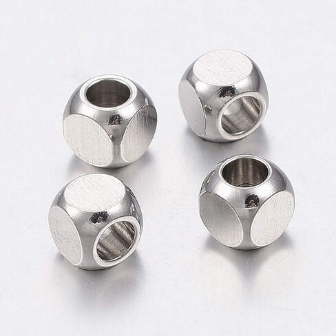 100Pcs Cube Stainless Steel Beads, Tarnish Resistant Square Small Beads 4mm Smooth Handicraft Loose Beads for DIY Bracelet Necklace Earrings Accessories Jewelry Making in Saudi Arabia