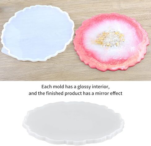 قالب صينية راتنج مستدير كبير، صينية تقديم سيليكون غير منتظمة قالب الجيود العقيق صينية الفاكهة قالب صب السيليكون للأكواب، لوح الفاكهة، طبق الحلوى in Kuwait