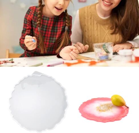 قالب صينية راتنج مستدير كبير، صينية تقديم سيليكون غير منتظمة قالب الجيود العقيق صينية الفاكهة قالب صب السيليكون للأكواب، لوح الفاكهة، طبق الحلوى in Kuwait