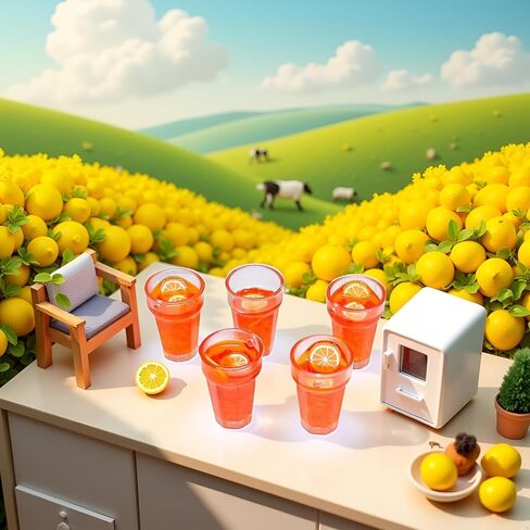 5Pcs Mini 1:12 Dollhouse Miniature Food Lemon Tea Cups, Classic Kitchen Toys, Simulation Doll House Drinks Model Toy, DIY Doll House Kit in Saudi Arabia