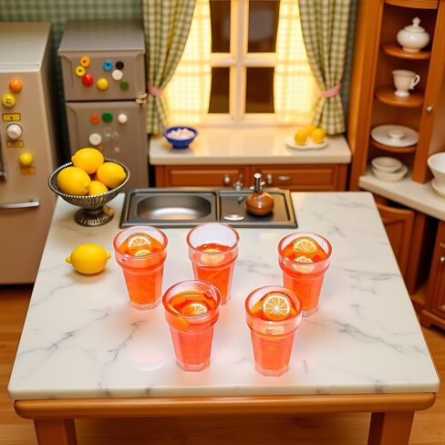 5Pcs Mini 1:12 Dollhouse Miniature Food Lemon Tea Cups, Classic Kitchen Toys, Simulation Doll House Drinks Model Toy, DIY Doll House Kit in Saudi Arabia