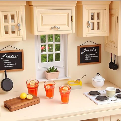 5Pcs Mini 1:12 Dollhouse Miniature Food Lemon Tea Cups, Classic Kitchen Toys, Simulation Doll House Drinks Model Toy, DIY Doll House Kit in Saudi Arabia